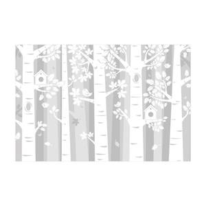 Bäume im Wald Grau Vinyl-Teppich - Bäume im Wald Grau - Querformat 3:2 - 120 x 80 cm