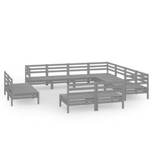 Garten-Lounge-Set Grau - Massivholz - Holzart/Dekor - 64 x 63 x 64 cm