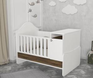 Babybett Mitwachsend Lora Weiß Walnuss Weiß - Holzwerkstoff - 134 x 105 x 92 cm