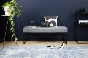 Sitzbank mit Samtpolster London | Grau Grau - Metall - Textil - Holz teilmassiv - 40 x 45 x 120 cm