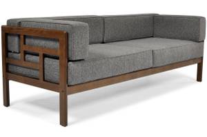 Gartensofa EDEN 3 Grau - Massivholz - 202 x 72 x 77 cm