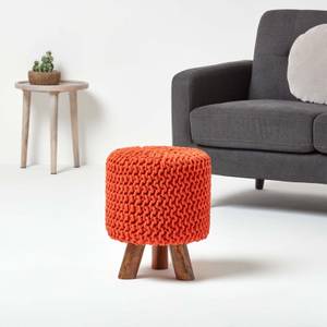 Gestrickter Fußhocker, 42 cm hoch Orange