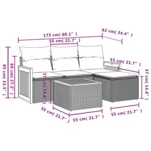 Gartensitzgruppe K5751(5-tlg) Schwarz - Massivholz - 69 x 62 x 55 cm