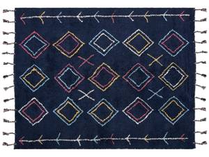 Tapis tressé CORUM Noir - Bleu - Rouge bourgogne - Blanc - Jaune - 160 x 160 x 230 cm