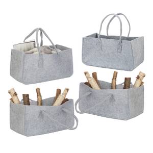 4 x Kaminholztasche aus Filz grau Grau