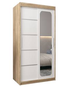 Armoire à portes coulissantes promo v2 Imitation chêne de Sonoma - Blanc - Largeur : 100 cm - 2 porte