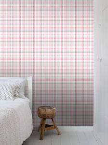 Tapete Karomuster 7140 Pink - Naturfaser - Textil - 53 x 1005 x 1005 cm