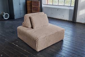 Hocker WIOLO SOFT mit Rückenkissen Cord Taupe