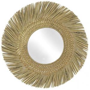 Miroir en jonc teinté 70 cm Beige