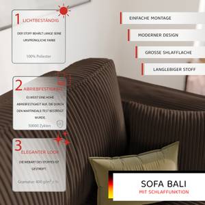 Sofa Bali Braun - Holzwerkstoff - 255 x 59 x 105 cm