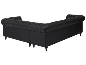 Ecksofa CHESTERFIELD Schwarz - Eiche Dunkel - 280 x 77 x 85 cm - Kunstleder