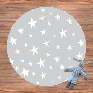 Gezeichnete Sterne im Grauen Himmel Runder Vinyl-Teppich - Gezeichnete große Sterne im Grauen Himmel - 120 x 120 cm