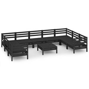 Garten-Lounge-Set Schwarz - Massivholz - Holzart/Dekor - 64 x 29 x 64 cm