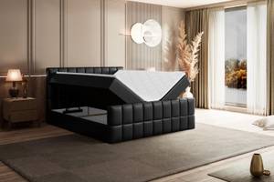 Boxspringbett MIAMI-Z Hochglanz Schwarz - Breite: 140 cm - H3