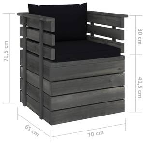 Gartensitzgruppe K5432(7-tlg) Schwarz - Massivholz - 72 x 65 x 70 cm