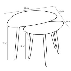 Beistelltisch (2er-Set) Schwarz - Metall - 60 x 47 x 80 cm