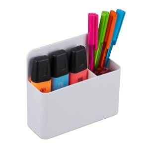 Lot de 2 porte-stylos magnétiques Noir - Blanc - Métal - Matière plastique - 13 x 12 x 4 cm