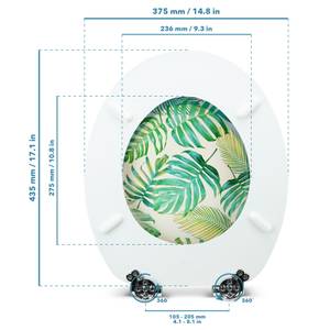 Premuim Abattant WC - Tropicales Vert - Blanc - Bois manufacturé - 38 x 5 x 44 cm