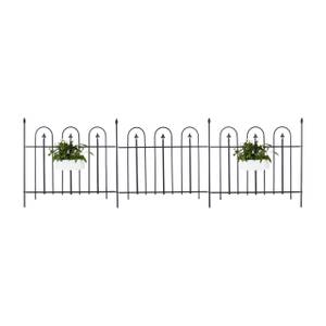 Gartenzaun Metall 4er Set GOTH Schwarz - Metall - 480 x 93 x 3 cm