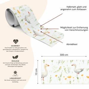 Bande Décorative Pour Enfant OIES Fleurs Gris - Vert - Orange - Blanc - Papier - Textile - 10 x 300 x 300 cm