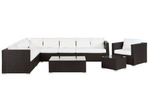 Lounge Set XXL 7-tlg Braun - Dunkelbraun - Weiß