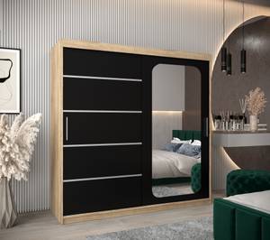 Armoire à portes coulissantes promo v2 Noir - Imitation chêne de Sonoma - Largeur : 200 cm - 2 porte