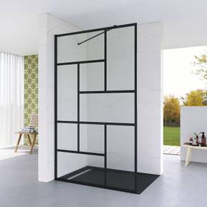 Walk In Dusche Duschwand schwarz Kariert Breite: 120 cm