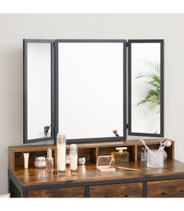Schminkkonsole mit Spiegel und Hocker Schwarz - Holzwerkstoff - 40 x 141 x 90 cm