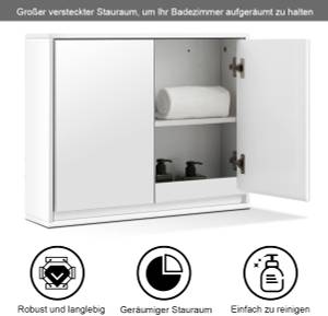 Spiegelschrank Badezimmerspiegel Weiß - Holzwerkstoff - 14 x 45 x 55 cm
