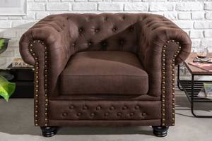 Sessel CHESTERFIELD Braun - Textil - 110 x 70 x 86 cm