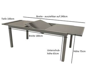 Garnitur PISA 7-teilig Schwarz - Grau - Glas - Metall - 100 x 75 x 240 cm