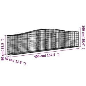 Panier de gabion 3017642-31 (lot de 8) Argenté - Métal - 30 x 100 x 400 cm