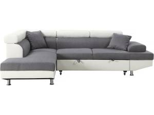 Ecksofa"Sophia luxe" - Weiß / Grau - Lin Grau - Weiß