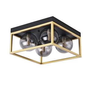 Deckenleuchte Widnes Schwarz - Gold - Glas - Metall - 28 x 15 x 28 cm