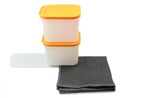 TUPPERWARE Gefrier-Behälter (2)+GLASTUCH Weiß - Kunststoff - 11 x 12 x 15 cm