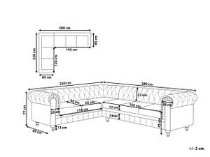 Ecksofa CHESTERFIELD Beige - Eiche Dunkel - 280 x 77 x 85 cm - Textil