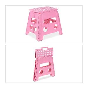 Tabouret pliable en rose Rose foncé - Blanc - Matière plastique - 37 x 30 x 29 cm