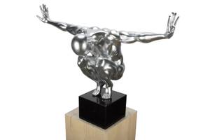 Skulptur Even Temper Silber - Kunststein - Kunststoff - 80 x 61 x 33 cm