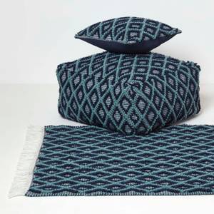 Pouf Tula mit 3D-Rautenmuster Blau - Textil - 55 x 30 x 55 cm