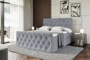 ALTDECOR Boxspringbett mit Topper - AMAY Hellgrau - Breite: 200 cm - H3