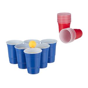 Bierpong Becher Set mit Bällen Blau - Rot - Weiß - Kunststoff - 10 x 12 x 10 cm