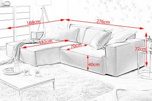 Ecksofa SAMU Sofa Feincord Silber - Ecke davorstehend links