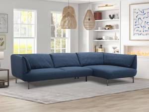 Sofa ANGELINA Blau - Textil - 153 x 76 x 255 cm