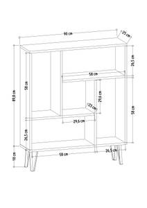 Standregal Arven, Bücheregal Raumteiler Braun - Holzwerkstoff - 90 x 108 x 25 cm