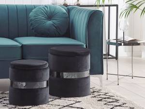 Pouf DORIS 2-tlg Schwarz - Silber - Textil - 35 x 44 x 35 cm