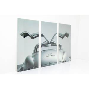 Glasbild Triptychon Oldtimer Back Grau - Glas - 240 x 160 x 5 cm