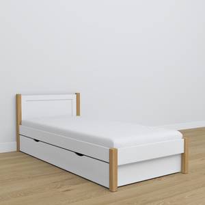 Einzelbett N02 mit Schublade Eiche - Weiß - 90 x 190 cm