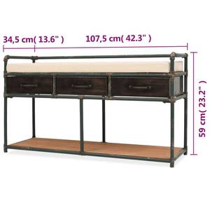 Bank 245461 Holzwerkstoff - Metall - Massivholz - Holzart/Dekor - 35 x 59 x 108 cm