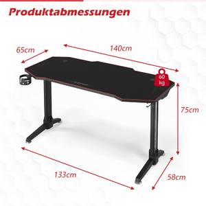T-förmiger Gaming Tisch Schwarz - Holzwerkstoff - 65 x 75 x 140 cm