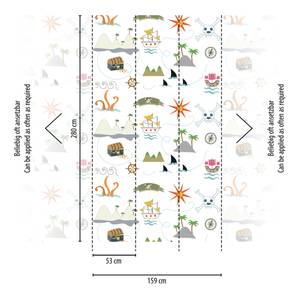 Fototapete Kinderzimmertapete Piraten Grau - Grün - Orange - Weiß - Kunststoff - Textil - 159 x 280 x 1 cm